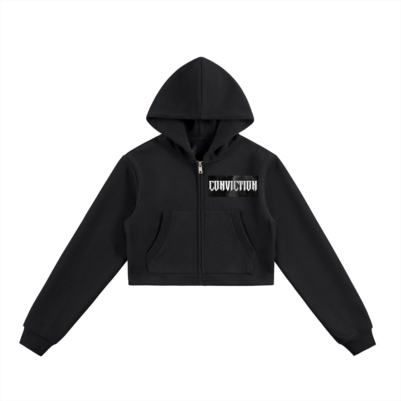 CONVICTION ANGEL VS DEMON Cropped Zip-Up Hoodie